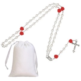 XoeLLe Cross Rosary, Holy Mary Orthodox Cross, Cross Chain, Rosary Necklace with Velvet Gift Bag, Communion Gifts for Girls, Catholic Christians, Religious Communion Christians, Christians,