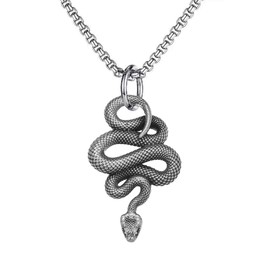 Liitata Snake Pendant Necklace Retro Snake Necklace Rock Gothic Punk Hip Hop Chain for Men