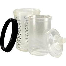 3P Products Gravity Feed Disposable Paint Cup System (Solvent) - Full Case = 50 Lids, 50 Liners, 1 Hard Cup. (Compare to PPS 16024 & 16023) (27oz)