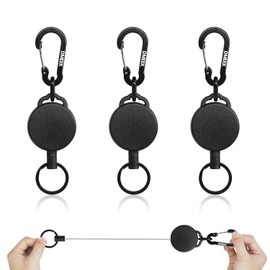 DMEEK Reel Key Holder with Carabiner, Reel Strap, Keys, Reel, Elastic Reel, Metal Wire, 23.6 inches (60 cm), Lightweight, Strong, Load Capacity, Durable, Drop Prevention Cord, Anti-Lost, Hanging Name