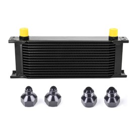 ZHSYMX 15 Row AN10-10AN Stacked Plate Oil Cooler With 6AN 8AN Adapter Universal Engine Transmission British Radiator Oil Cooler Condenser Aluminium Alloy Black