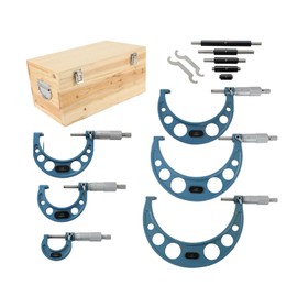 findmall 0-6" Outside Micrometer Set (0-1", 1-2", 2-3", 3-4", 4-5", 5-6"), 0.0001" Accurate Carbide Ratchet Handle Accuracy Machinist Tool Set with Carbide Tip