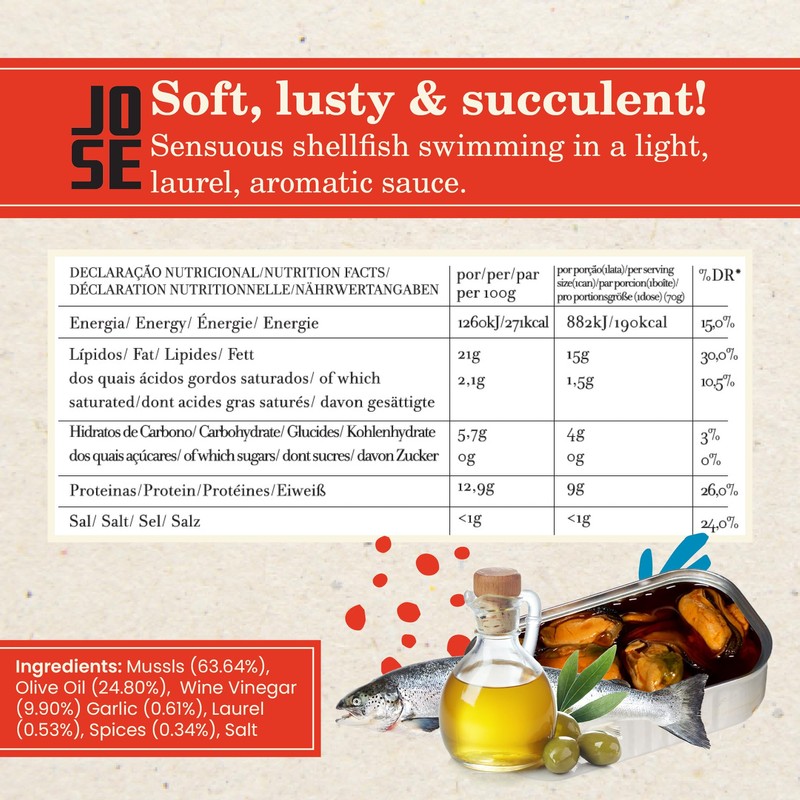 Jose Gourmet Fried Mussels in Marinade 7/10, 110g 3-Pack