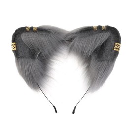 TQUXNGA Süßes Foto-Haarband mit goldenen Ohren, Nieten, Katzenohren, Stirnbänder, Cartoon-Cosplay, Dienstmädchen-Haarreif