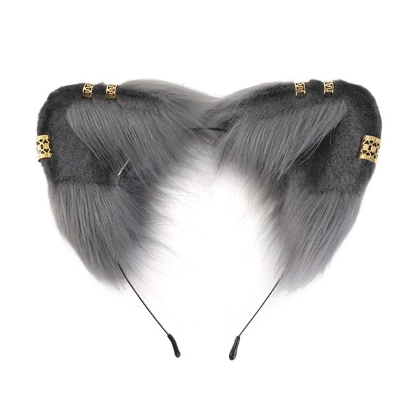 TQUXNGA Süßes Foto-Haarband mit goldenen Ohren, Nieten, Katzenohren, Stirnbänder, Cartoon-Cosplay,