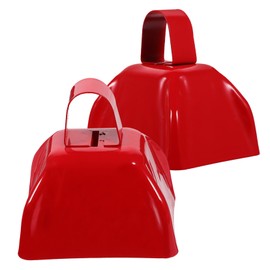 iplusmile 2pcs Square Metal Cowbells Cow Bells for Sports Events Crisp Sound Noisemakers for Football Games Unique Design with Handle Cowbell Decorations for Home Celebrations