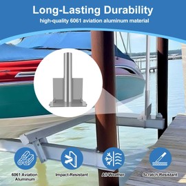 Guide Post Bracket for Protecting Lift & Guide Boat While, Marine Grade 6061-T6 Aluminum Pipe Brackets with Aluminum Tabs and Hardware , Fit 4″ x 6″, 5″ x 8″ and 6″ x 10″ Bottom I-Beams