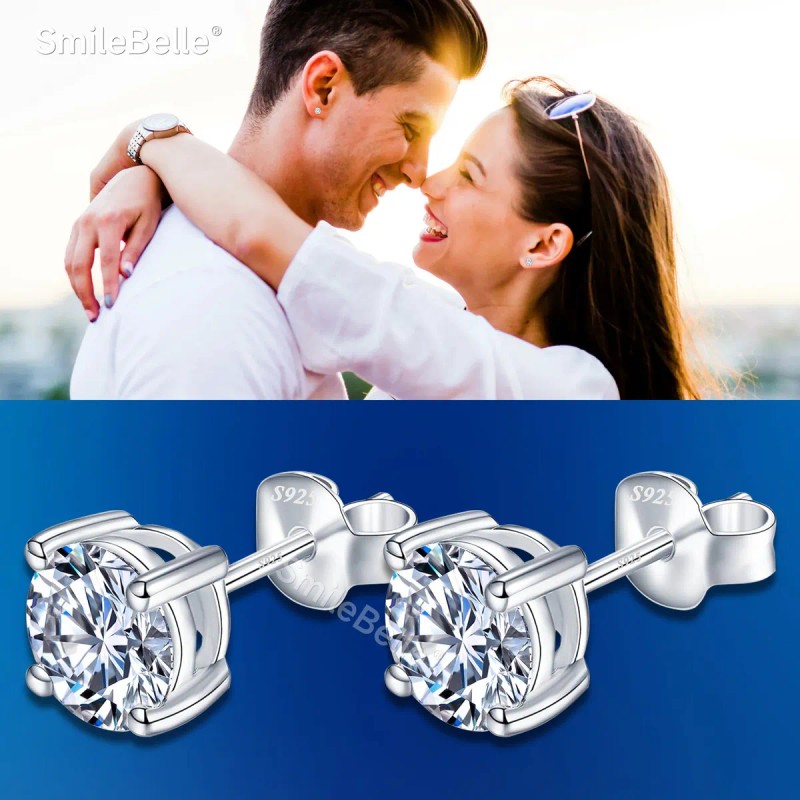 Pendientes De Moissanita 925 Plata Aretes Caja Regalo Mujer