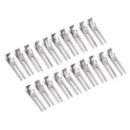 50 Pieces 1.77 Inches Double Prong Silver Curl Clips Alligator Hair Clips Metal Section Clips Pins for Hair Extensions