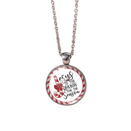 IS4U Christmas Necklace Vintage Glass Christmas Tree Santa Elk Crutch Pendant Necklace Crystal Embossed Christmas Necklace Sweater Chain Holiday Jewelry for Women (G)