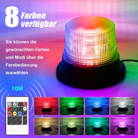 LED Rotating Beacon for Car Transporter Trucks, Adjustable 8-Colour Flash (Red, Purple, Green, etc.), Waterproof with Magnet