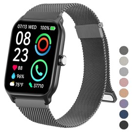 Stainless Steel Metal Bands Compatible with IDW13, IDW16, IDW19 Smartwatch Bands - 22mm, Space Grey