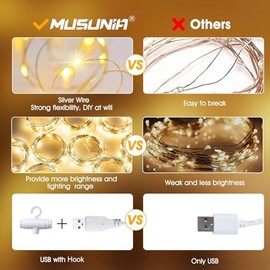 MUSUNIA MUSUNIA lichtervorhang innen Lichterkette USB 1X1M 100led lichterkette, Lichtervorhang Fenster mit 10 Haken fr Schlafzimmer Fenster Party (warmwei?)