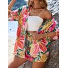 SOLY HUX Women's Summer 2 Piece Outfits Tropical Print Open