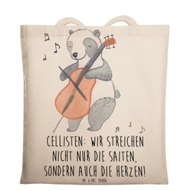 Mr. & Mrs. Panda Cello Heart Tote Bag Gift Cellists Trumpets Laptop Bag Classical Music Feel Fabric Bag Cellist Beach Bag Cello Art Instrument Solo Musical Making Bag, White, Hand Drawn