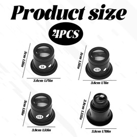 Jewellery Magnifying Glass,4PCS Jewelers Loupe,Professional Jewellers Magnifying Glass 5X 10X 15X 20X,Jewelers Magnifying Glass,Watch Jewelry Diamond Coin Gem by Jewellers Loupe.