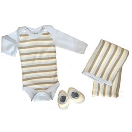 Organic Cotton Long Sleeve Bodysuit, Booties and FREE Deluxe Blanket Set