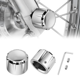 PBYMT Chrome Front Axle Nut Cover Cap Compatible for Harley Softail Electra Road Street Glide Sportster 2002-2024