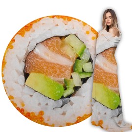 Sushi Funny Blanket Novelty Throws Soft Cozy Cute Flannel Round for Nap, Home Decor, Party. Kids Child Gift 35 Inches