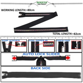 AERZETIX - C64051-set of 2 zips/spiral zippers no. 5 separable 80 cm self-locking - rainbow-coloured nylon mesh - metal pull tab - colour black - for sewing clothes