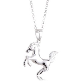 Vinani APF-T Italian Horse Pendant Shiny with Pea Chain 925 Sterling Silver, Sterling Silver