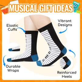 Zmart Piano Gifts for Teens - Piano Recital Socks for Pianists Music Lovers Musicians Players Teachers Women Men