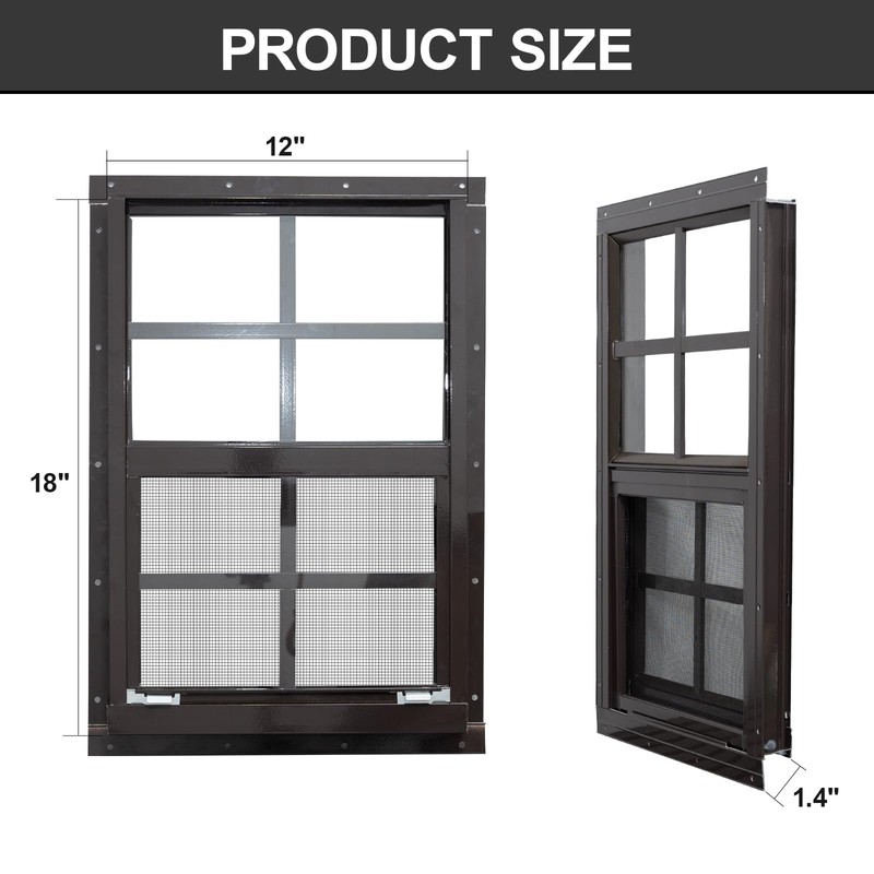 NeatiEase 2 Pack Shed Windows with Black Frame, 12x 18