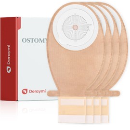 DERAYMI 20 PCS Colostomy Bags, One Piece Ostomy Bags Ostomy Supplies, Leakage Odour Proof Ostomy Drainable Pouches for Ileostomy Stoma Care Cut-to-Fit 20-65mm
