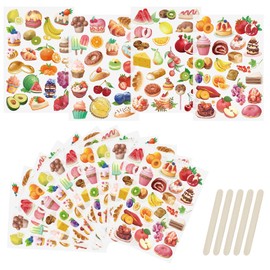 WANDIC 16 Sheets Rub On Transfer Stickers Fruit Food Theme Decals Waterproof Stickers Furniture Craft Decals for DIY Scrapbooking