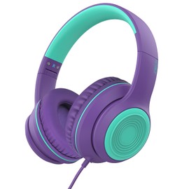 JOMILIN A8 Kids Headphones with Microphone, Lightweight Folding Stereo Bass Headphones with 1.5M No-Tangle Cord, Portable Wired Headphones for Smartphone Tablet Computer MP3 / 4 (Purple)