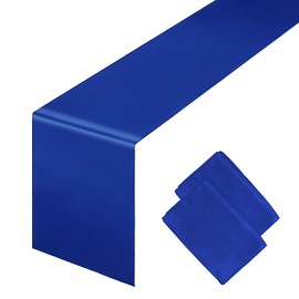 2 PCS Royal Blue Table Runner 12 x 108 Inch Satin Silk Table Runners Smooth Table Runner for Independence Day Wedding Banquets Birthday Graduations Party