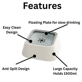 Slow Drinking Dog Water Bowl - Floating Lid To Prevent Choking and Vomiting No Spill Design for Messy Drinkers, Reduces Wet Floors, Ideal for Home and Travel