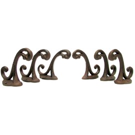 Coat Hat Hooks Cast Iron Lot Set of 6 Double Hook 3.5 Inch Antique Vintage Style
