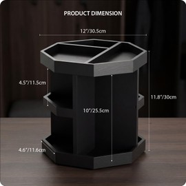 12" x 12" Large Rotating Cologne Organizer for Men, 3 Tier Wooden Perfume Stand, 9 Compartments, Display Desk Shelf for Bathroom Bedroom Dresser, Birthday Gift Idea for Dad Husband, Boyfriend