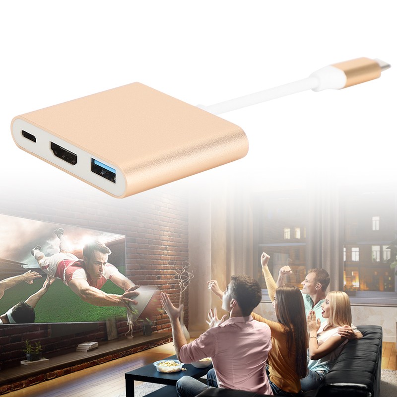Type‑c to HDMiUSB3.1 Converter Aluminium Alloy Shell Compact Multi‑Port Support