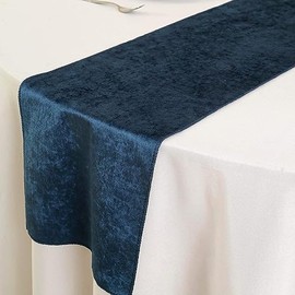 BalsaCircle 12x107-Inch Navy Blue Premium Velvet Table Runner - Wedding Reception Party Catering Kitchen Linens Decorations Supplies