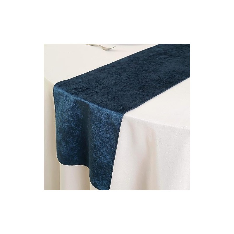 BalsaCircle 12x107-Inch Navy Blue Premium Velvet Table Runner - Wedding