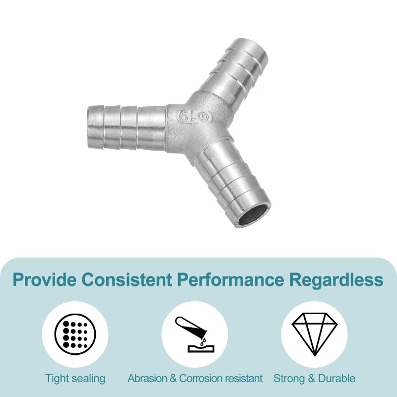 sourcing map 3/4" Y Shape Hose Barb Pipe Fitting, 304