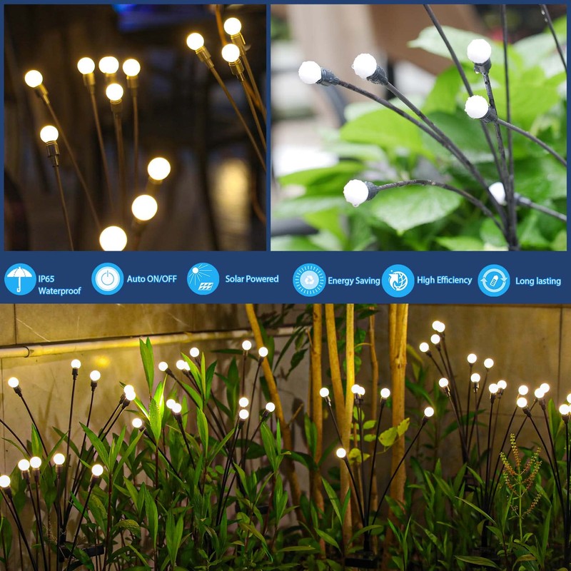 TONULAX Solar Garden Lights - Upgraded Solar Swaying Light, Sway