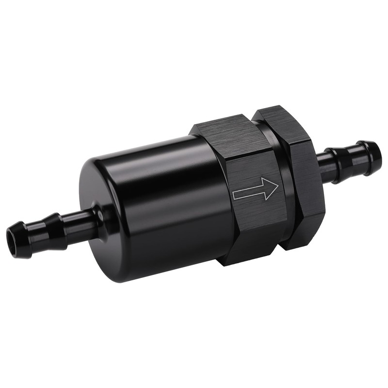 Podavelle 5/16" Billet Inline Fuel Filter 30 Micron Aluminum Black