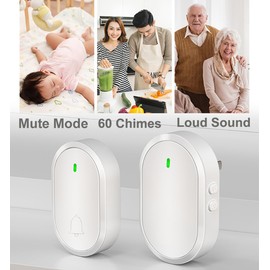 Doorbell Chime, Doorbell Kit, Wireless Doorbells for Home, 1000ft Range, 60 Chimes, 4 Adjustable Volume, Waterproof, LED BESNEJK