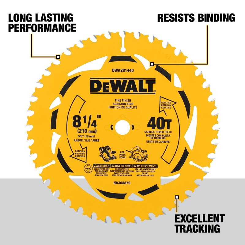 DEWALT Circular Saw Blade, 8-1/4 Inch, 40 - Teeth (DWA281440)