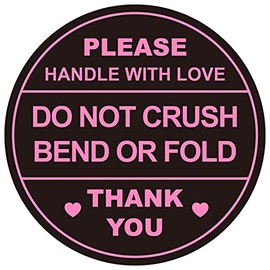2 inch 300 PCS Black Round Do Not Crush Bend or Fold Handle with Love Labels Stickers Shipping Mailing Cartons Envelops Adhesive Labels-Poskornwel