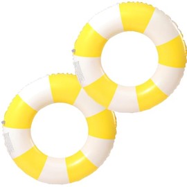 2 pezzi di salvagente, gonfiabile, per piscina, per bambini e adolescenti, per feste estive in piscina (giallo)