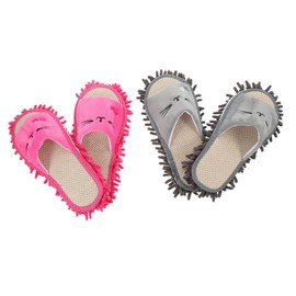 FOMIYES 2pairs Mop Slippers for Women Chenille Floor Cleaning Slippers Winter House