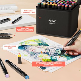 168 Colors Alcohol Markers, Dual Tips Alcohol Markers Chisel & Fine, Alcohol-Based Art Marker, Marker for Drawing Painting Card Making Coloring Book, Gift for Adults Kids Beginner - Black Barrel