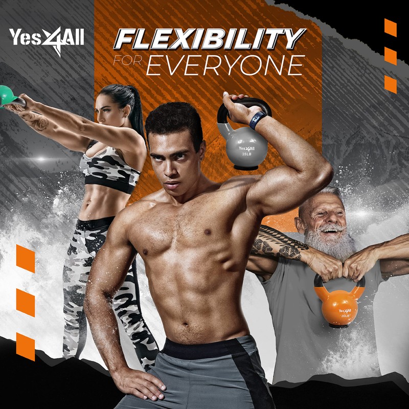 Yes4All Kettlebells Weights Cast Iron Rubber Base For Home Gym