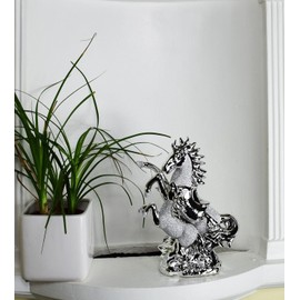 CRYSTAL CROWN Silver Horse Foal Ornament with Crushed Diamond Bling - Romany Inspired Ceramic Perfect for Home Office, Birthday, and Housewarming Gifts