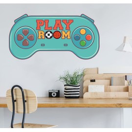 Multicolored Kids Arcade Gaming Room Vinyl Decoration Sticker Video Game Console Controller Joystick Design Wall Decal - 10" x 20" Playroom Lettering Art Adhesive Home Wall Décor Sticker