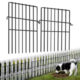25 Panels Animal Barrier Fence, 17in (H) X 27ft (L) No Dig Garden Fence, Rustproof Metal Fence, Garden Decorative Fencing for Outdoor, Yard, Patio (Black)